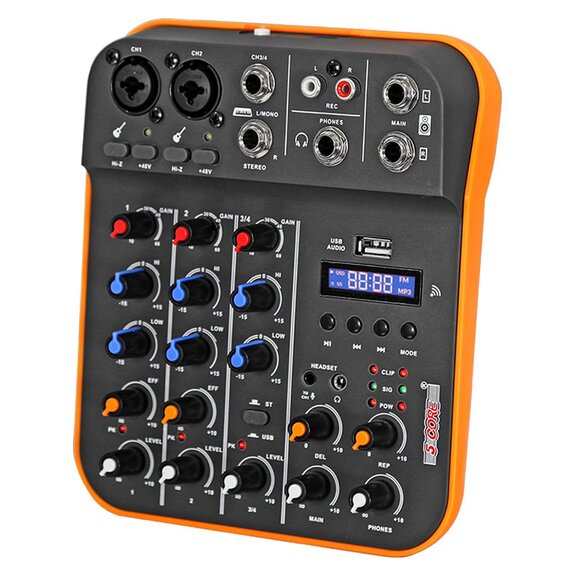 5 Core Audio Mixer 4 Channel DJ Equipment with Bluetooth USB Sound Board Console - Picture 1 of 12
